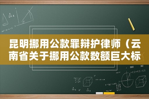昆明挪用公款罪辩护律师（云南省关于挪用公款数额巨大标准）