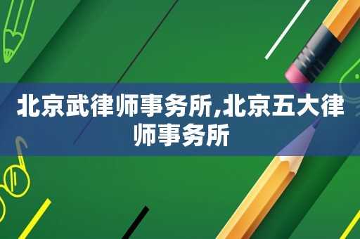 北京武律师事务所,北京五大律师事务所