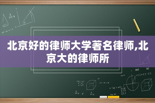 北京好的律师大学著名律师,北京大的律师所