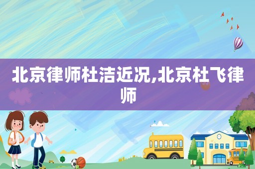 北京律师杜洁近况,北京杜飞律师